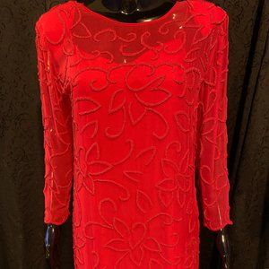 1960's Jack Bryan Vintage Coral Chiffon Dress